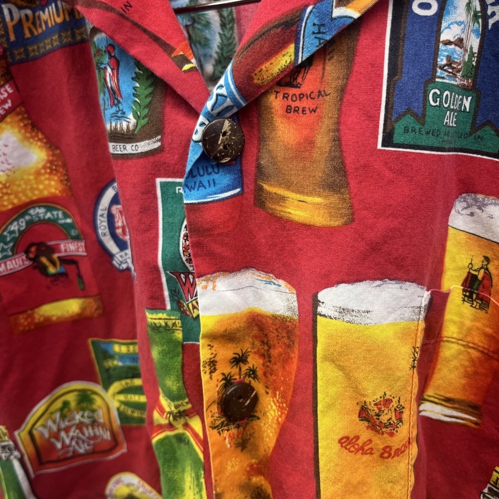 Hilo Hattie's Hawaiian Original Med Vintage Beer Label Aloha Camp-Collar Shirt - Picture 7 of 13